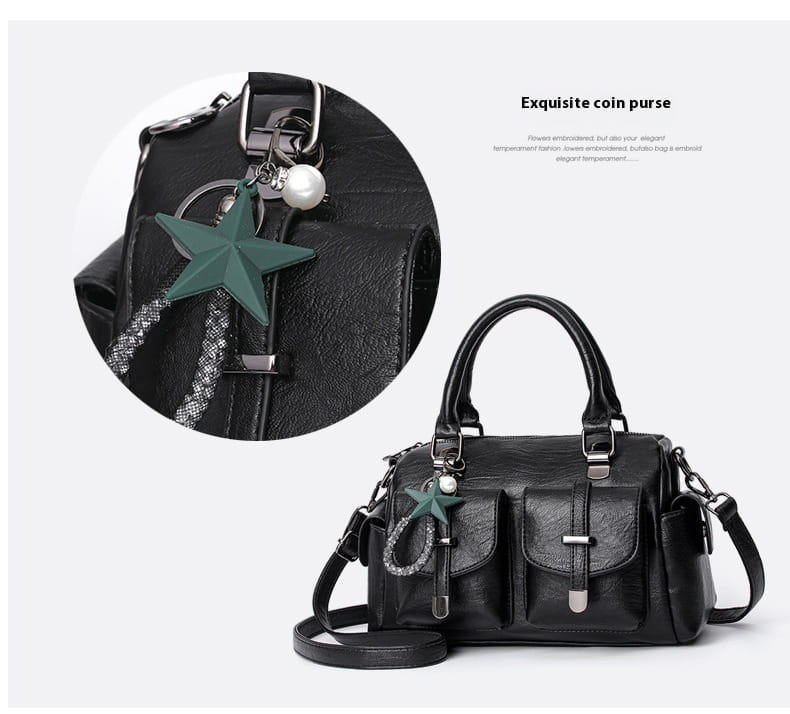 Geanta de umăr din piele PU cu compartimente cu fermoar pentru femei multiple culori