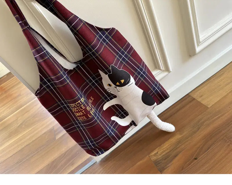 Plaid Flocking Cat Vest with Scottish and Soft Plush Design