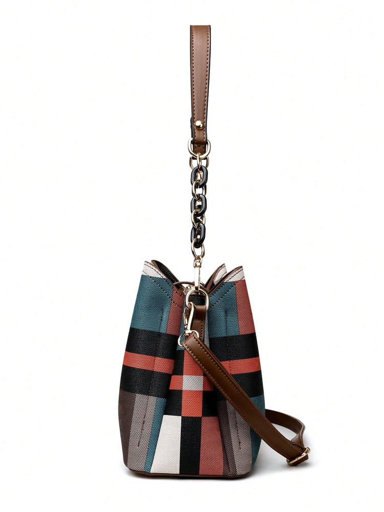 Retro Shoulder Messenger Bag Large Capacity PU Suitcase with Irregular Stitching