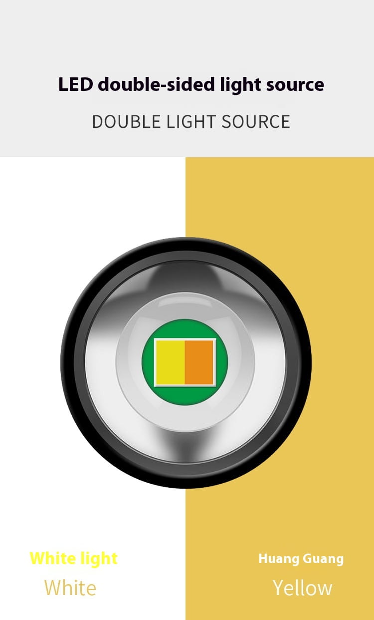 3W Black Battery Light Flashlight White Yellow with Aluminum Alloy Key Chain