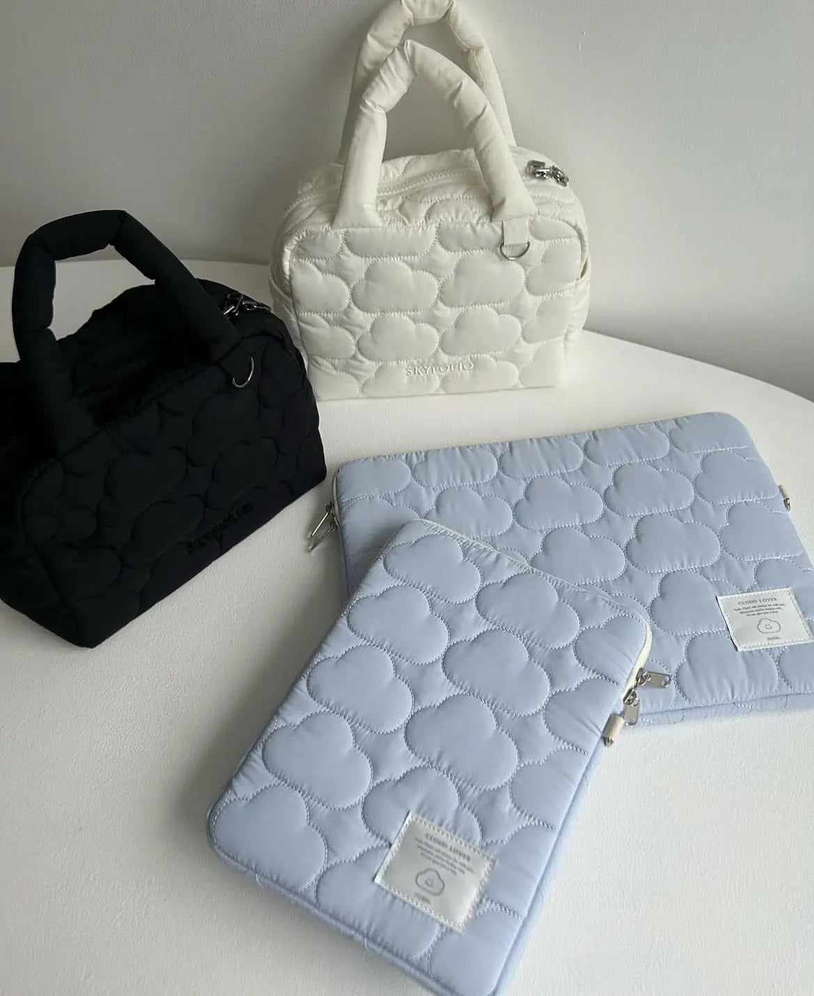 Mânecă de laptop alb și albastru pentru femei pentru calculatoare de 11 până la 15,6 inci