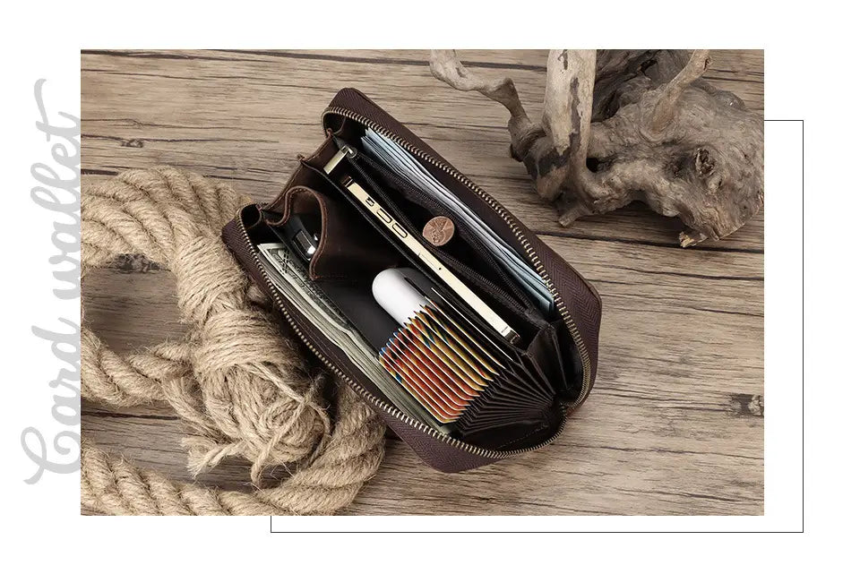 Genuine Leather Layer Cowhide Wallet with Anti-Theft Card Slot