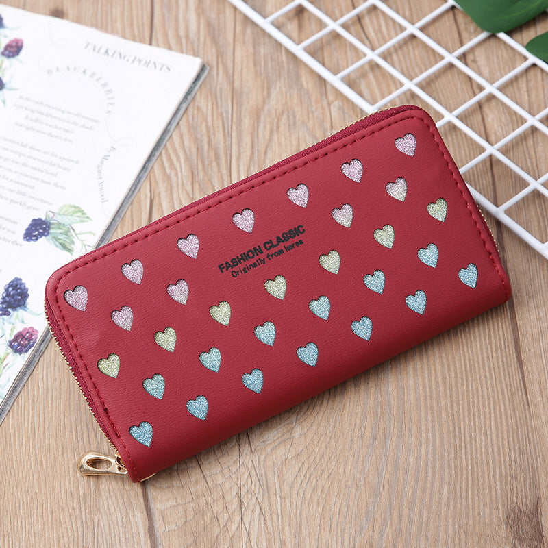 Wallet Long Letter Card Holder Hollow Heart Glittering Powder - Glittering Heart Wallets for the Stylishly Confused