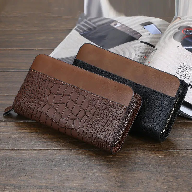 Men’s PU Leather Wallet with Zipper Long Purse for United States Buyers
