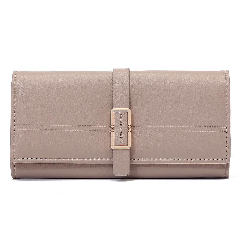 Long Metal Buckle Simple Tri-fold Clutch - Long Metal Buckle Clutch for Fashionably Forgetful