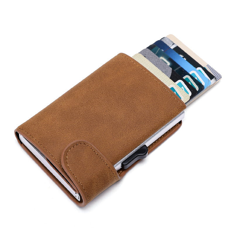 Men and Women Crazy Horse Leather Wallet with Magnetic Closure