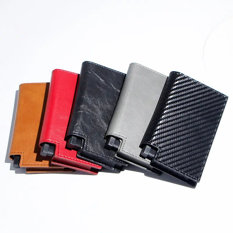 Retro PU Metal Wallet with Carbon Fiber Pattern for Men in the United States