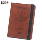 Anti-magnetic Australia Passport Case Multiple Card Slots Rubber Band Strap Passport Jacket - Stay Magnetic Free