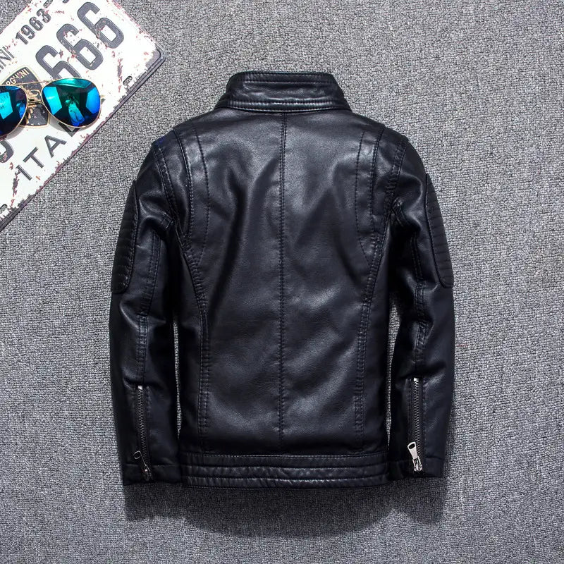 Solid Color Leather Fabric for Fashion Casual Jackets in Black and Royal Blue