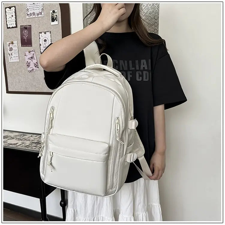 Solid Color School Rucksack Polyester Nylon Urban Umhängetasche für Männer und Frauen