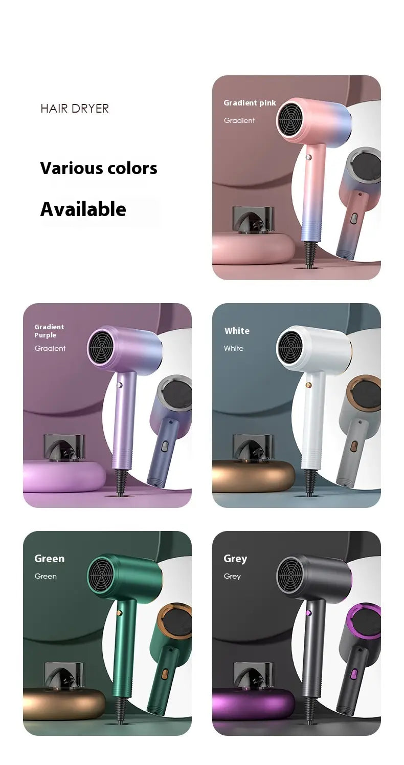 High Power Electric Hair Dryer Household with Gradient Purple and Blue Light