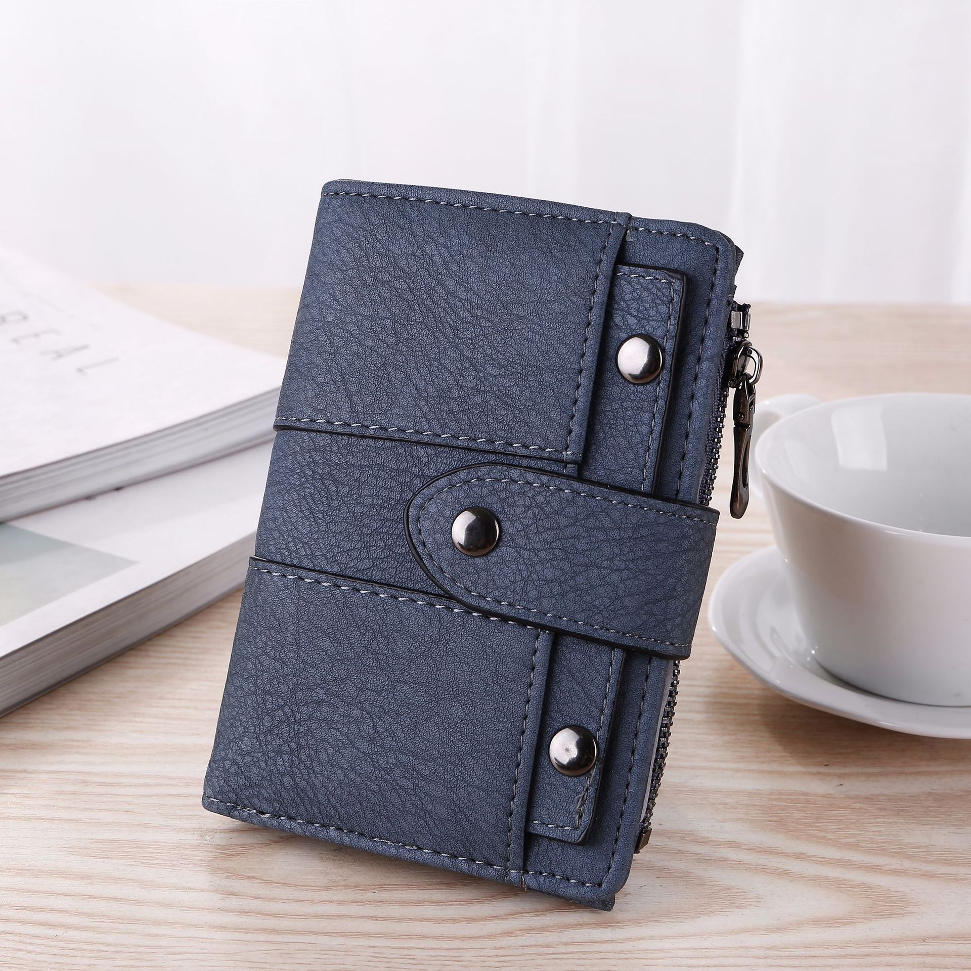 Women’s Short Retro Frosted Three-fold Wallet - Chic Wallet for Women Who Enjoy Frosted Flavors