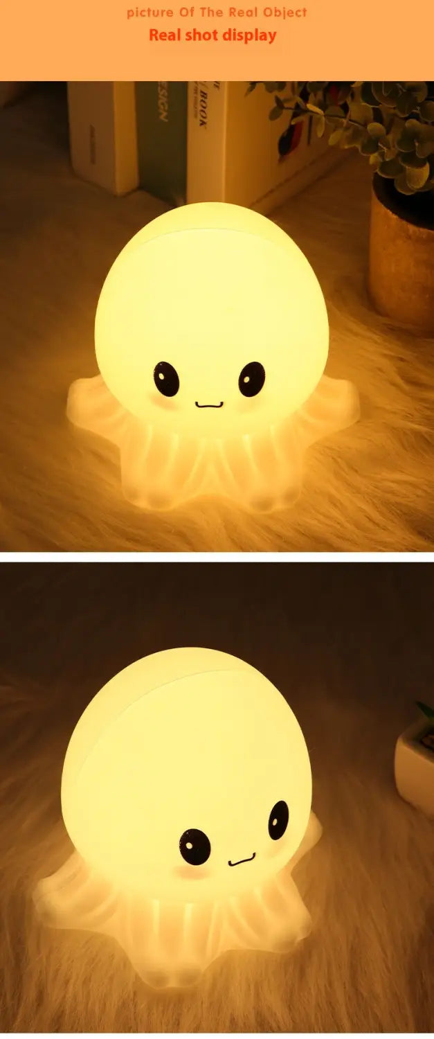 Creative Octopus Silicone Sleeping Night Light with Rechargeable Power Supply