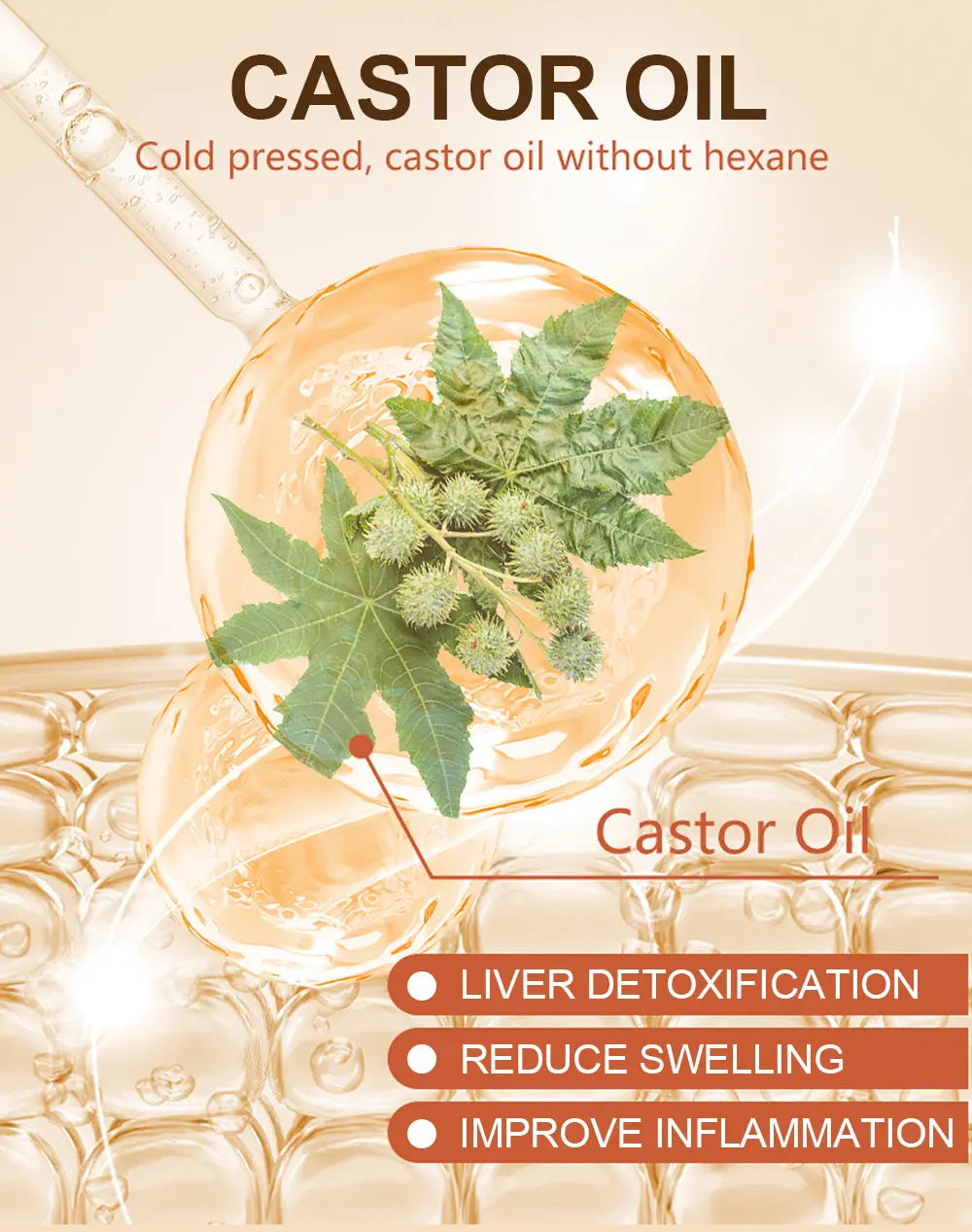 Hydratant cosmétique à l'huile de ricin 237 ml pour les soins de la peau et des cheveux