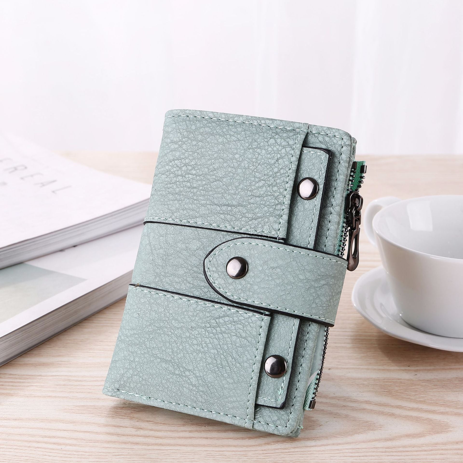 Women’s Short Retro Frosted Three-fold Wallet - Chic Wallet for Women Who Enjoy Frosted Flavors