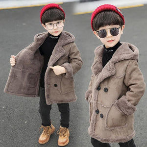 Fashion Boys’ Suede Padded Trench Coat