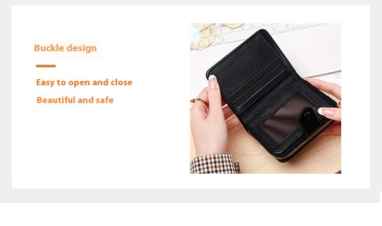 Solid Color Leather Wallet with Breathable Antibacterial Pu Lining