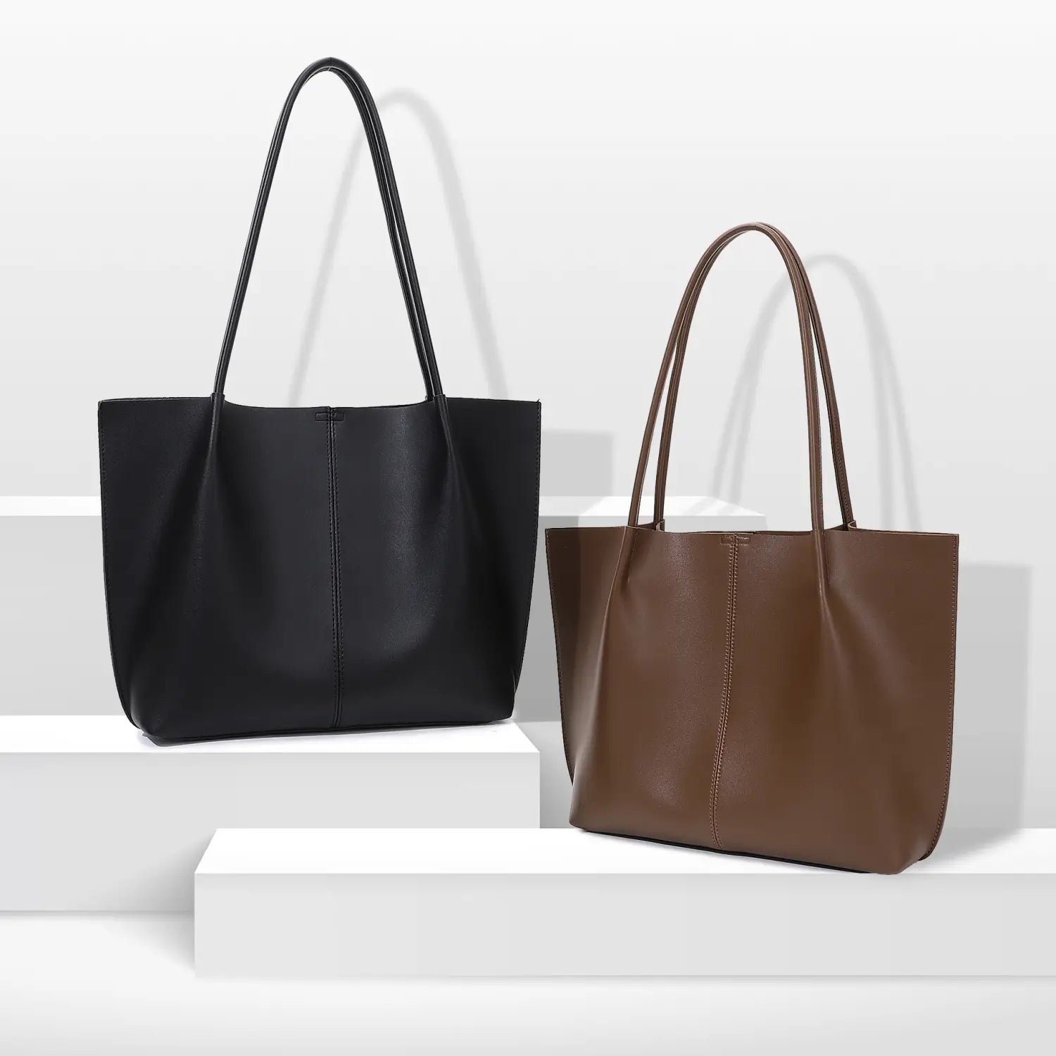 Sac à bandoulière en cuir PU avec poche sandwich et sangle double