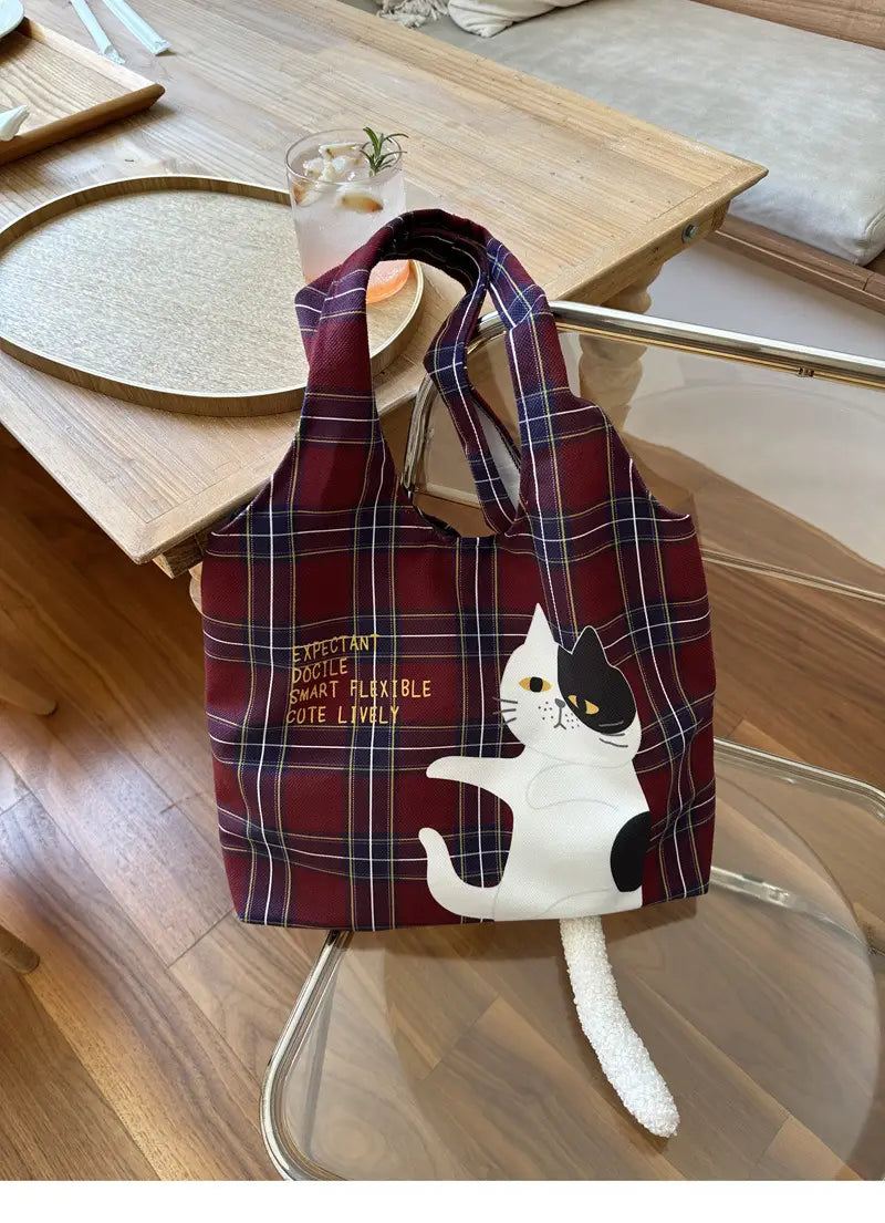 Plaid Flocking Cat Vest with Scottish and Soft Plush Design