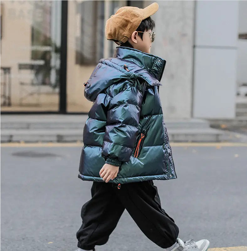 Western Style Big White Duck Winter Coat for Men with Hood