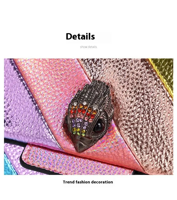Colorful Pink PU Chain Shoulder Messenger Bag with Zipper Compartments