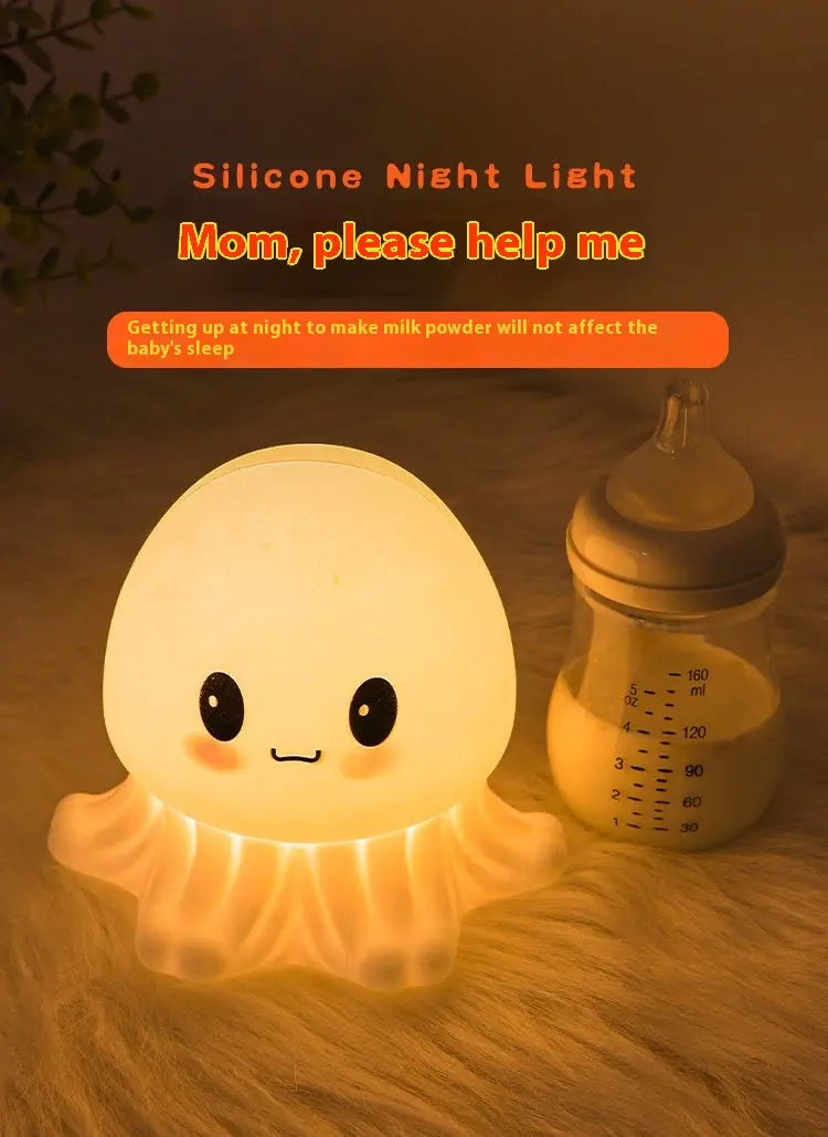 Creative Octopus Silicone Sleeping Night Light with Rechargeable Power Supply
