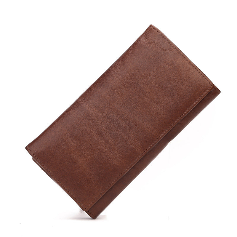 First Layer Leather Wallet Long Vintage Oil Wax - Vintage Leather Wallet for All Wallet Warriors