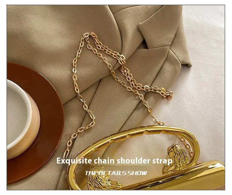 Fashion Shiny Surface Crossbody Bag in Gold and Silver Acrylic