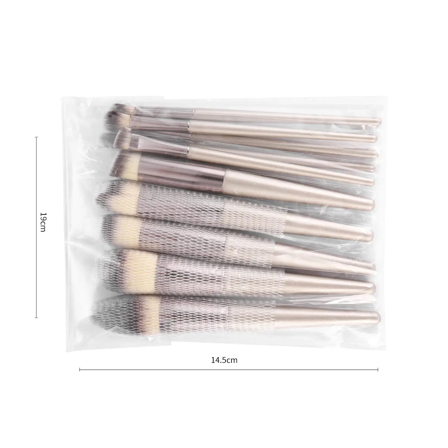 Wooden Handle Makeup Brush Set with Champagne Gold Handles