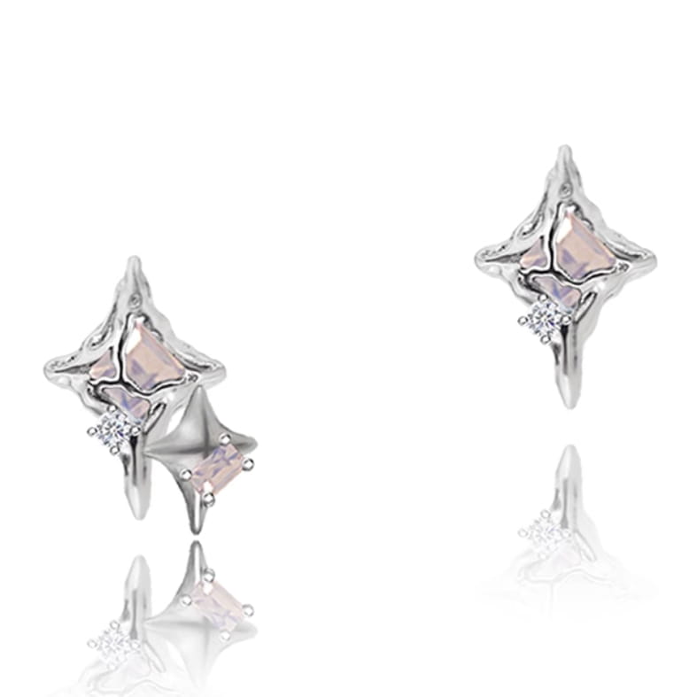 Original Design Girl Starry Sky Silver Needle Asymmetric Asterism Stud Earrings