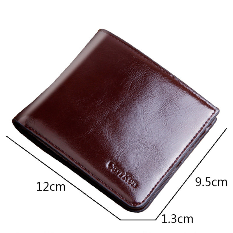 Men’s Wallet Short Zipper Buckle Oil Wax Leather - Zipper Buckle Leather Wallet for the Stylishly Organized