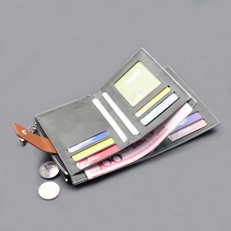 United States Leather Vertical Wallet in Black Gray or Blue with Card Slots