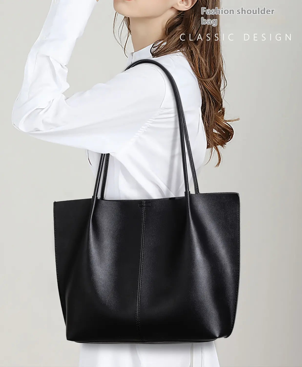 Sac à bandoulière en cuir PU avec poche sandwich et sangle double