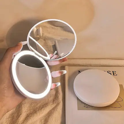 Portable LED Makeup Mirror with USB Charging and Warm White Light