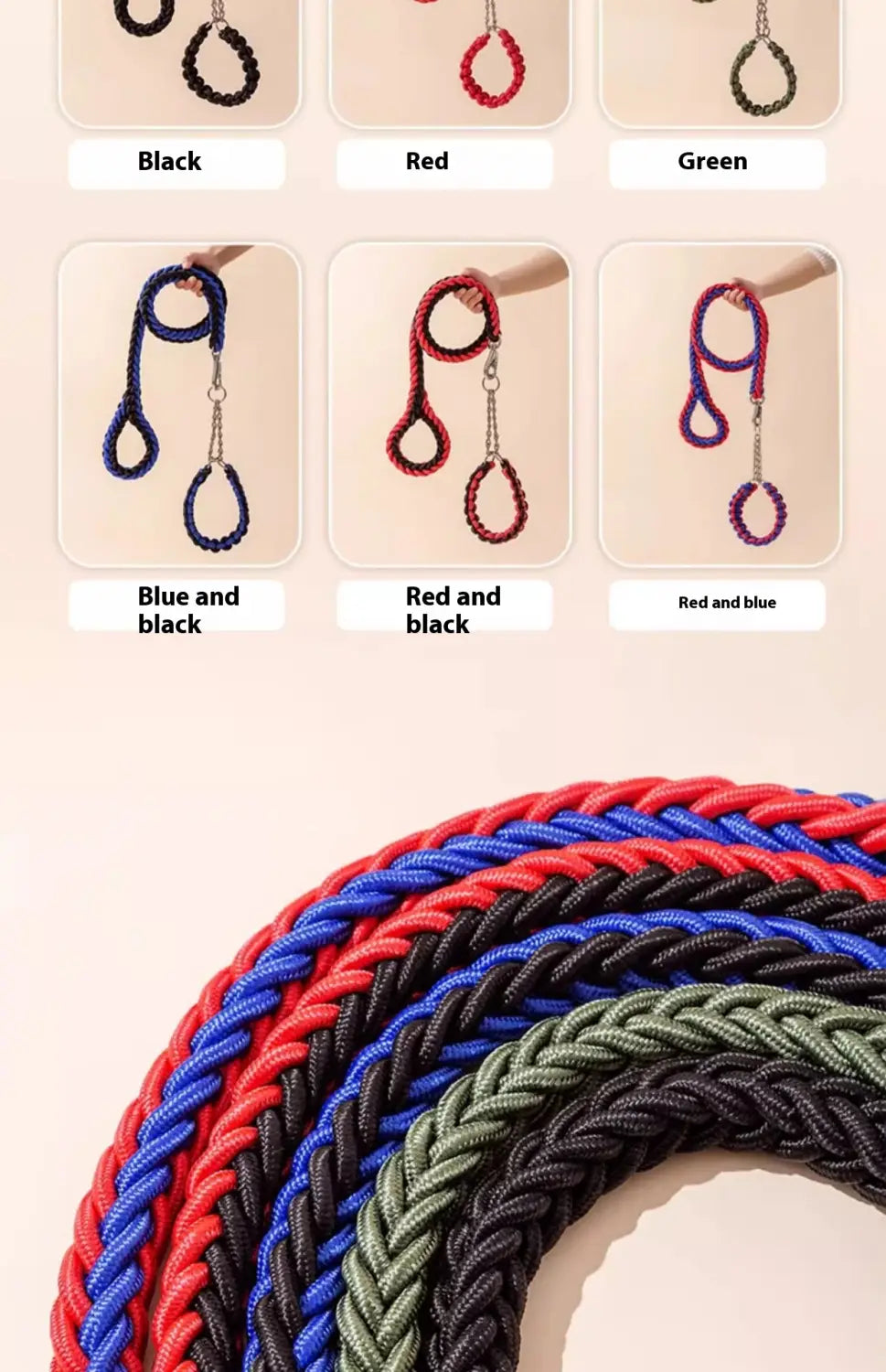 Suite de collier de formation pour animaux de compagnie de base en plusieurs couleurs 1,2 m réglable