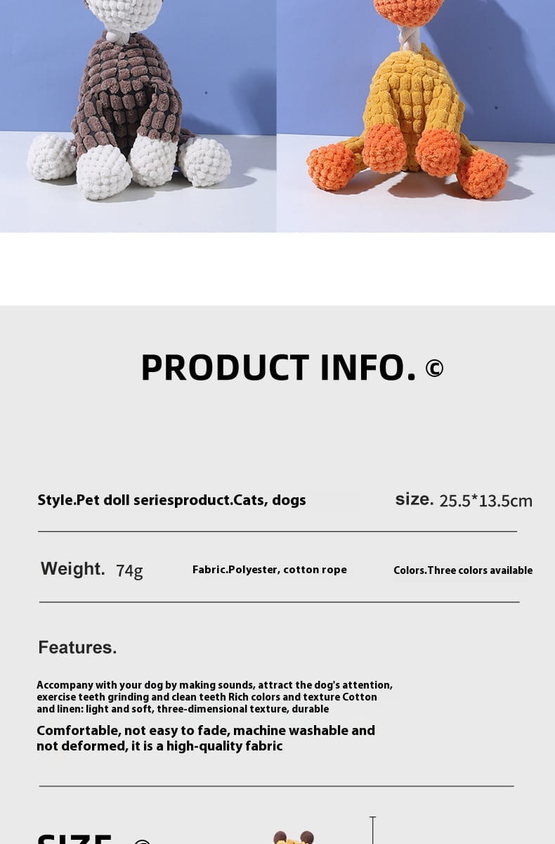 Giocattoli per cani con tessuto molare sound interattivo masticare per animali domestici