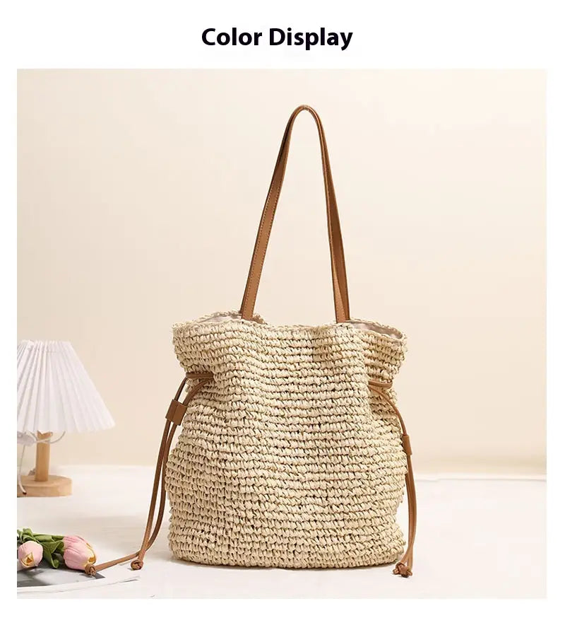 Straw Lucky Borse Coffee Color Medium Spalla con tasca del telefono