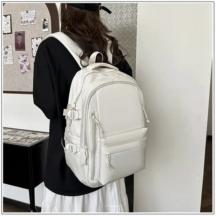 Solid Color School Rucksack Polyester Nylon Urban Umhängetasche für Männer und Frauen