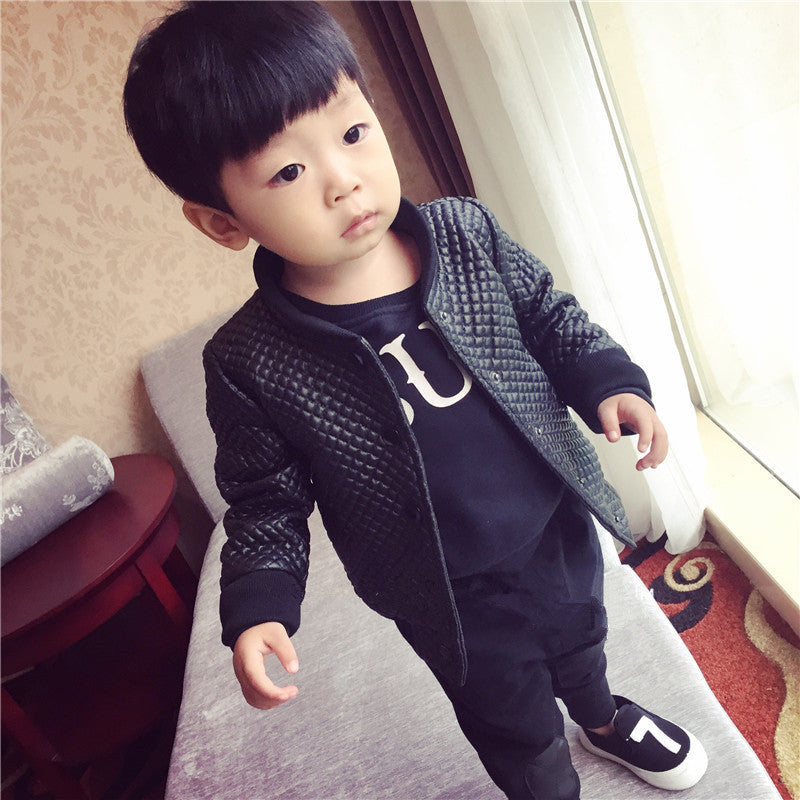 Round Neck Leather Baby PU Leather Jacket Boy Jacket