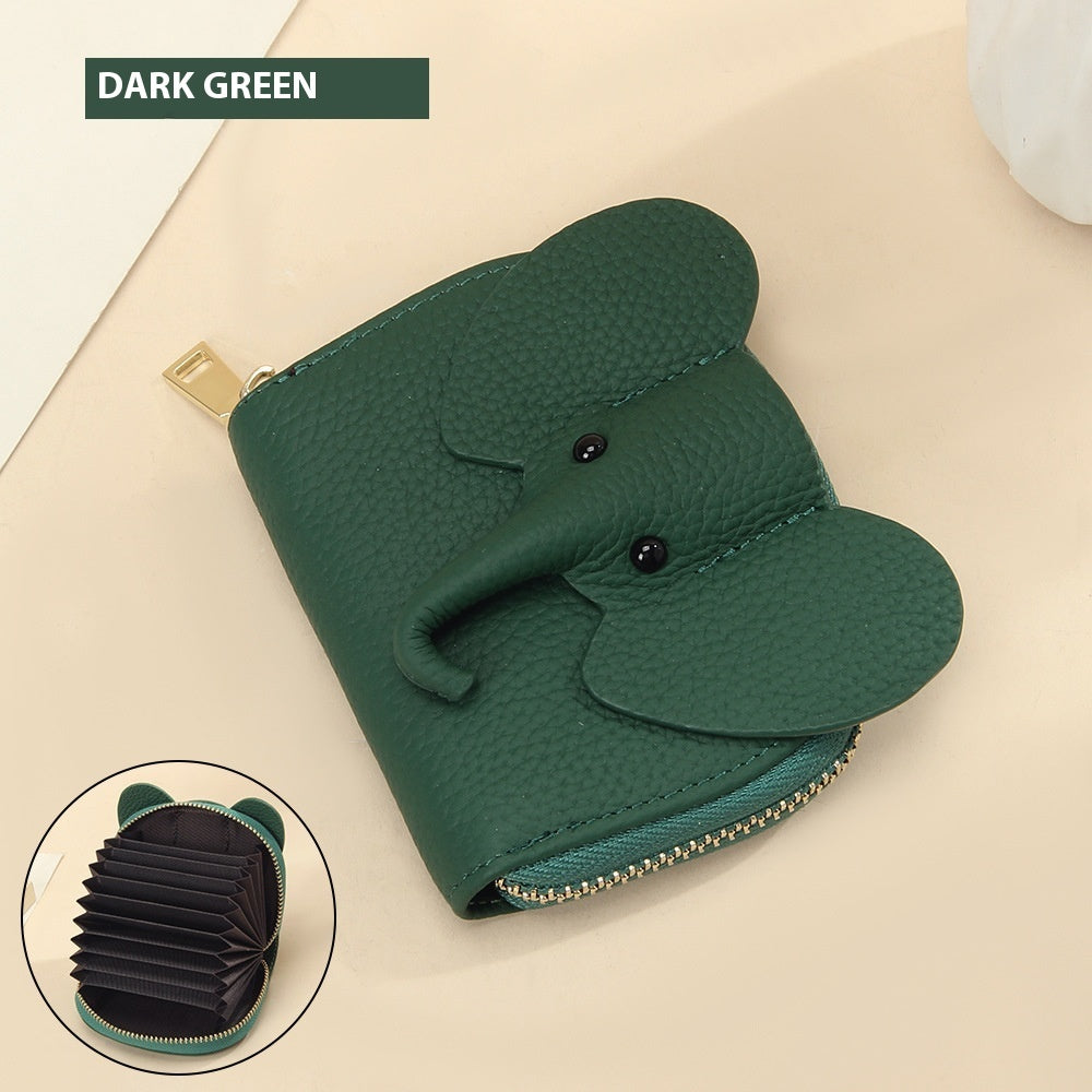 Leather Organ Card Holder Bags Creative Elephant Zipper Wallet Fashion Bag - Zipper Wallet for Trendy Elephants