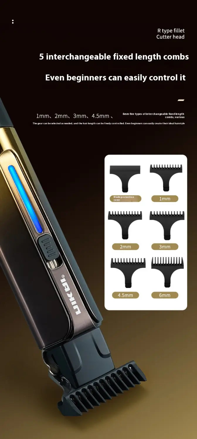 Retro Oil Head Electric Hair Clipper with Carving and Rechargeable Battery