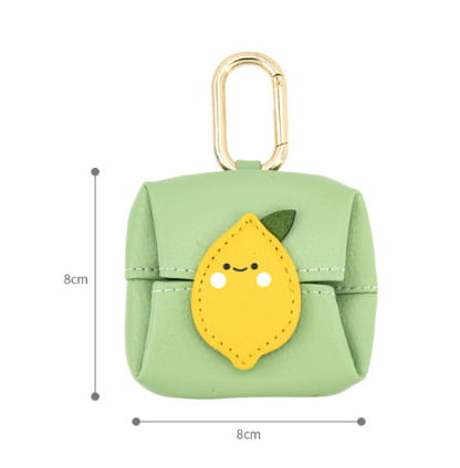 Leather Storage Bag for Food and Sandwiches with Lemon Egg Carrot Design