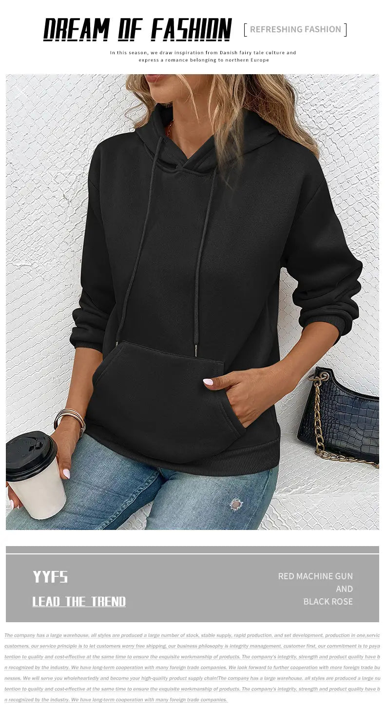 Japanese Korean Casual Pullover Sweatshirt with Pockets Polyester Unisex