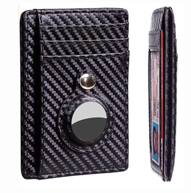 AirTag Wallet Anti Theft Bullet Card Bag Multi-functional Rfid Card Holder Men’s Leather Slim Wallets For Airtag Air