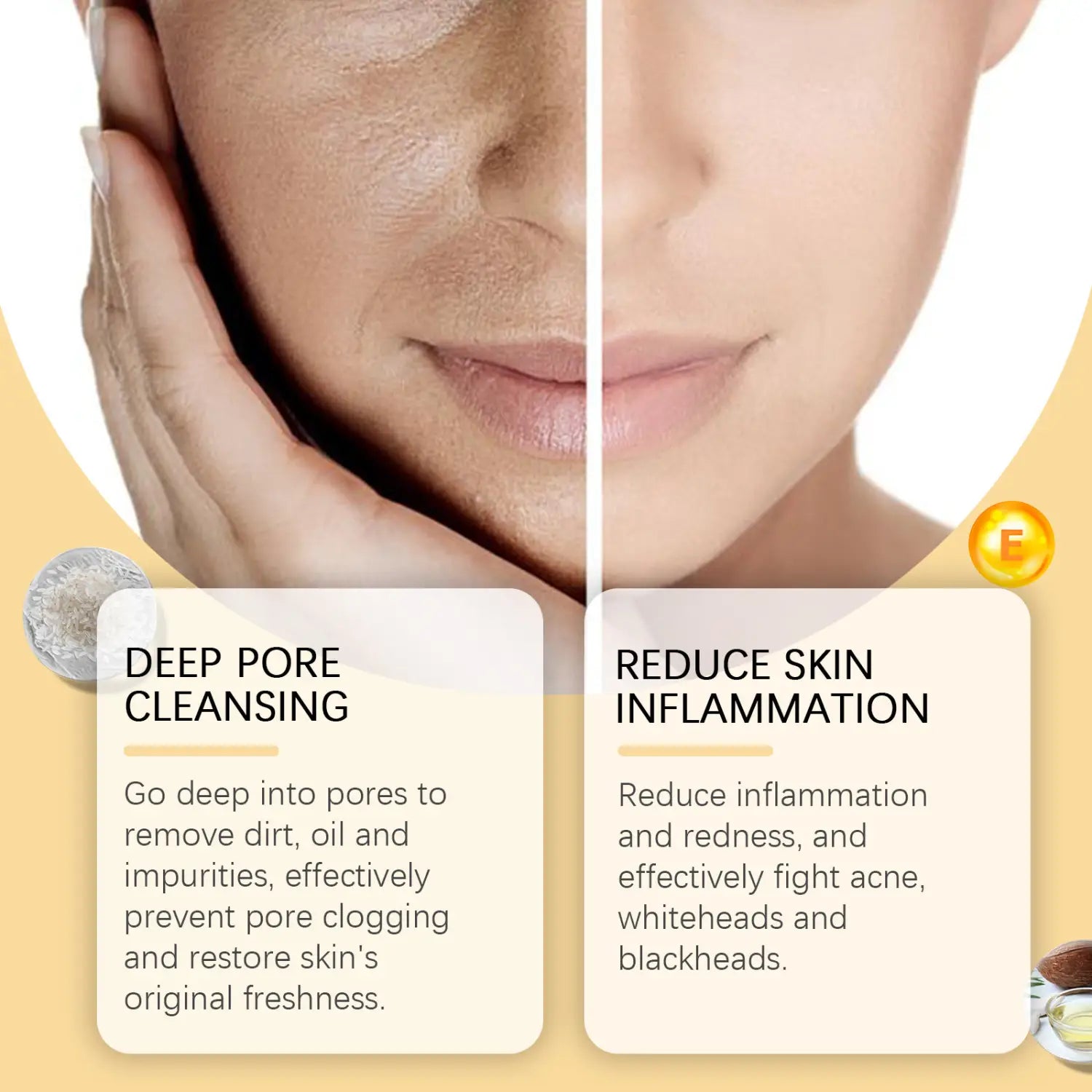 Rice Facial Cleanser Mild with Hyaluronic Acid and Coconut Oil