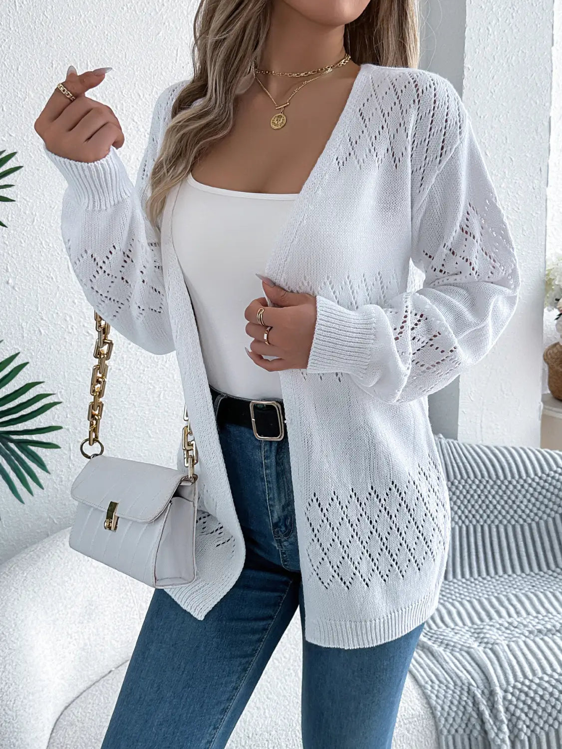 Khaki Bán Black Hollow Out Knit Cardigan Streetwear Swipster Hipster Hipster S-XL