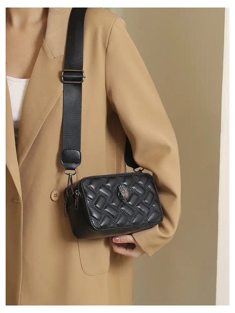 Wide Shoulder Strap Crossbody Bag with Eagle for Daily