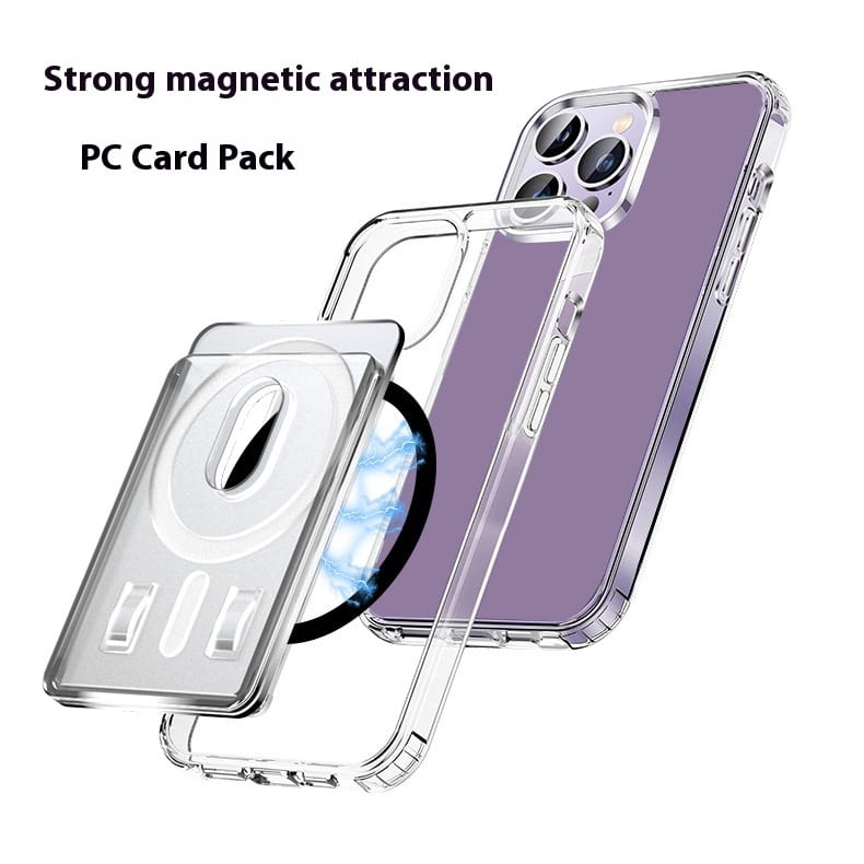 Transparent PC Strong Magnetic Phone Case Sticker Card Holder