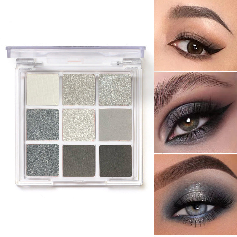 9 Color Eye Shadow Plate Palette in White Silver Black Iron Gray Universal Shade - Teleplus eye shadow plate iron gray