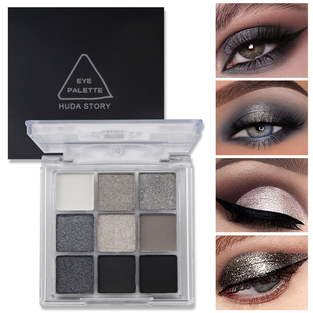 9 Color Eye Shadow Plate Palette in White Silver Black Iron Gray Universal Shade - Teleplus eye shadow plate iron gray